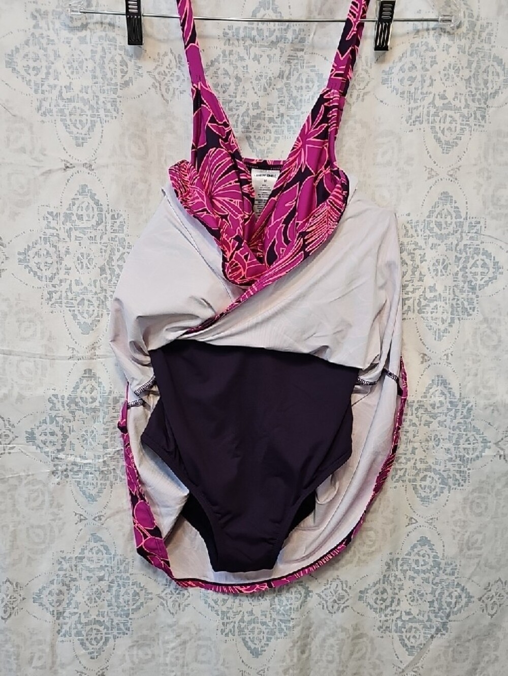 Lands' End Purple and Pink Floral Swim Dress - Picture 5 of 7
